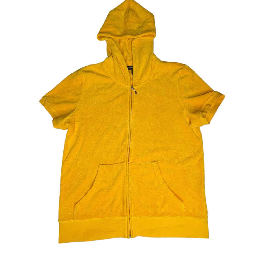 Vintage Y2K Juicy Couture sequin french terry hoodie track pant set L yellow - Picture 6 of 16